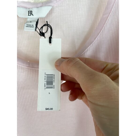 Banana Republic Womens Ribbed Tank Tops L Pink & White Cotton Blend Lightweight - Picture 5 of 8